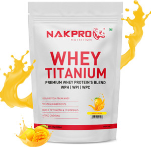 Nakpro TITANIUM Tri Blend Whey Protein Hydro, Isolate & Concentrate - 1 Kg Mango Whey Protein