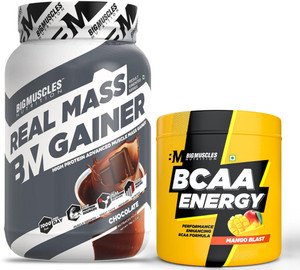 BIGMUSCLES NUTRITION Real Mass Gainer Added Protein Sources with BCAA Energy Weight Gainers/Mass Gainers
