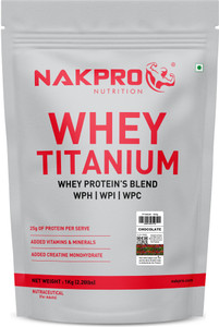 Nakpro TITANIUM Tri Blend Whey Protein Hydro, Isolate & Concentrate - 1 Kg Chocolate Whey Protein