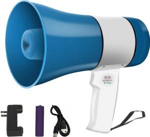 RENMAX Rechargeable Horn Speaker with LED Light-01 Rechargeable Megaphone Horn Recorder Player with Bluetooth Outdoor PA System