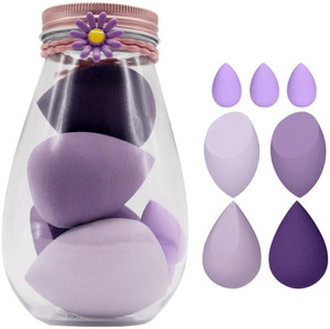 ब्यूटीफ्लेम 7PCS One Set Makeup Foundation Blender Sponge Puff Cosmetic Beauty Box Plastick