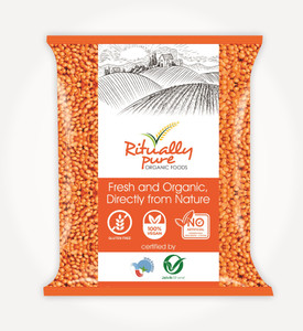 Ritually Pure Organic Unpolished Red Masoor Dal (Whole)