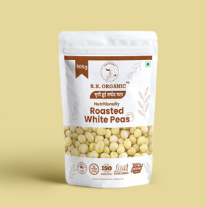 R K ORGANIC Organic White Peas (Whole) (Roasted Mutter, High Protein & Fiber Snack, premium roasted peas, roasted vatana)