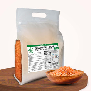 Pure Tree Organic Red Masoor Dal (Split) (10 Kg / 10000 G | Organic Masoor Dal Split Without Skin)