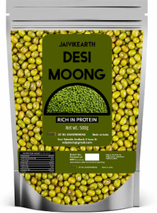 jaivikearth Organic Green Moong Dal (Whole) (Green hari moong seed mung, Paccaippayaru, cherupayar, Hasiru gram, Pacci pappu)