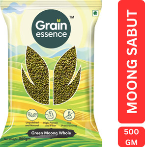 GRAIN ESSENCE Green Moong Dal (Whole) (Sabut Moong, Premium Quality, Unpolished)