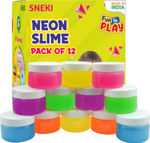 sneki 12 Neon Slime Kit Toys jelly slime putty clay kit set pack for girls boys kids पुट्टी खिलौना