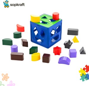 sopkraft Shape Sorting Cube 18 Shape | Kids Activity Learning And Educational Toys