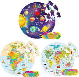 Webby Set of 3 Solar System India Map and World Map Puzzle with 4 ...