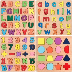 Vervita Kids Wooden Puzzle Set Capital Alphabets,Numbers,Shapes,Small Alphabets VR04