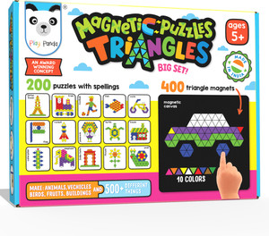PLAY PANDA Magnetic Puzzles (big) Triangles with 400 Magnets & 200 Puzzles