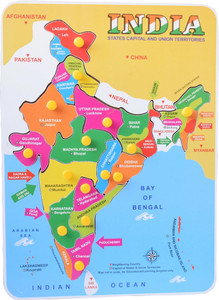 FUNTEEN Map of India Wooden Puzzle for Kids Age 3 & Above