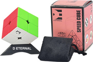 D ETERNAL Cube 2x2 High Speed Stickerless Magic Puzzle 2 by 2 With Cube Stand & Pouch Bag