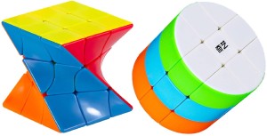 Authfort 3x3 Cylinder Speed Cube & Twist 3x3 stickerelss Speed Cube Combo pack of 2