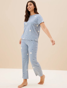 MARKS SPENCER Women Graphic Print, Striped Blue Night Suit Set Price in  India Buy MARKS SPENCER Women Graphic Print, Striped Blue Night Suit  Set