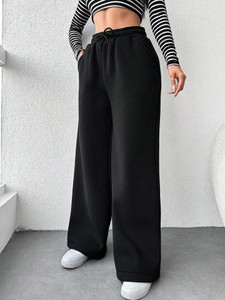 Bliez Solid Women Black Track Pants