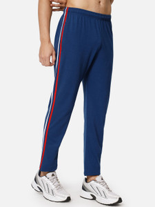 9LKHA Solid Men Blue Track Pants