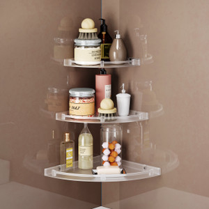 GLOXY Multipurpose Space Saving Corner/Rack for face wash,shower gel,bottle Acrylic, Plastic Wall Shelf