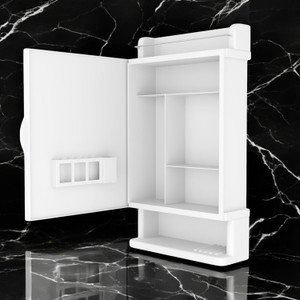 Bath Queen Rich Look Bathroom Cabinet with Mirror White Acrylic Wall Shelf