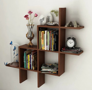 NationalArts NA1300 RACK SHELF BLUE Wooden Wall Shelf