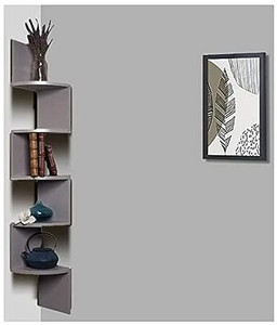 CraftOnline CraftOnline Wooden Wall Shelves Wall mounted Zigzag Shape Corner Grey Wooden, MDF (Medium Density Fiber) Wall Shelf