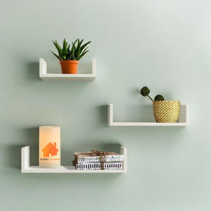 Stylish Art Maker U Rack Floating Wall Shelf (Set Of 3) MDF (Medium Density Fiber), Wooden Wall Shelf