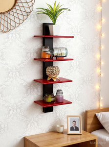 NationalArts wooden wall shelf wall hanging BLACK RED MDF (Medium Density Fiber) Wall Shelf