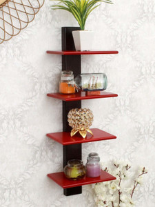 NationalArts wooden wall shelf wall hanging BLACK RED MDF (Medium Density Fiber) Wall Shelf