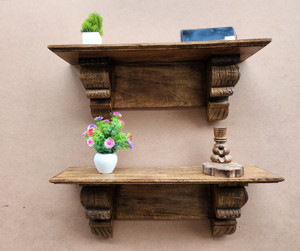 ONLINECRAFTS wooden wall hooks presented wall shelf for bag& cot & key stand Wooden Wall Shelf