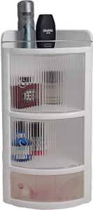 TNT The Next Trend Bathroom SDX Corner Cabinet With 3 Doors Wall Mounted Multipurpose Storage Rack Plastic Wall Shelf