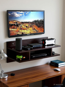ANTIQUE MART TV Setup Box & Remote Stand Wooden Wall Shelf Wooden Wall Shelf