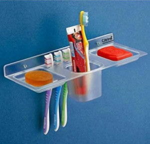 Citrine 4in1 Multipurpose Kitchen/Shelf/Soap Stand/Tumbler Holder/Bathroom Accessories Acrylic Wall Shelf