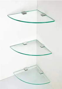 windowera Glass Corner Shelf Suitable For Bathroom, Kitchen, Living room,, Multi Usage Glass Wall Shelf