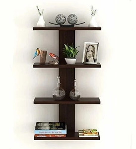 NationalArts wooden wall shelf wall hanging brown Wooden Wall Shelf