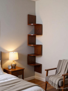 SHAKTI TRADER Zigzag Corner Wall Mount Shelf Unit/Racks and Shelves/Wall Shelf/Book Shelf/Wall Decoration Wooden Wall Shelf