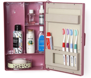 Zahab Bathroom Storage Cabinet With Mirror Basin Cabinet 10 x 12 inch Magenta Plastic Wall Shelf