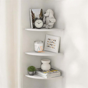 Stylish Art Maker Wall Mounted Corner 3 Tiers Shelf for Home&Office Kitchen/Bathroom Shelf (White) MDF (Medium Density Fiber), Wooden Wall Shelf