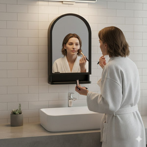 CIPLA PLAST Ideal Mirror Cabinet | Multipurpose Cabinet | Home Decor | White Plastic Plastic, Glass Wall Shelf