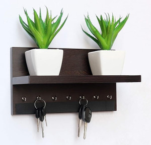 SMART SHOPPEE Wall Decore Stylish Key Holder With 7 Hooks Weight Capicity 5KG Wood Key Holder