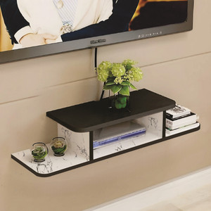 Dime Store Dime Store Setup Box Stand/Set Top Box Stand Wall Mount Wooden Wall Shelf