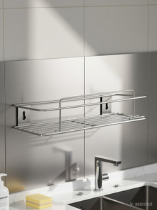 SHIYON Stainless Steel Storage Shelve - Bathroom and Kitchen Wall Hanging Storage Shelve - Storage Rack Organizer Steel Wall Shelf