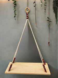 QArt Macrame Wall Hanging Wooden Shelf Floating Rack Shelves for Bedroom Living Room Wooden Wall Shelf