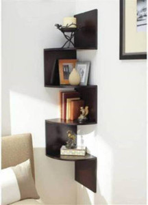 Lamour Art zig zag shopies corner holder shelf to ehance the beauty of your wall Wooden Wall Shelf