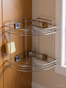Spacekeeper Multipurpose Stainless Steel 2-Tier Corner Storage Rack Stainless Steel Wall Shelf