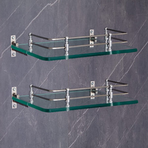 Garbnoire Multipurpose Wall Hung Glass Front Bathroom Shelf with Wall  Brackets Storage Holder, 12 x -inch (Clear) Pack of Stainless Steel,  Glass