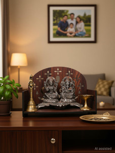 Gojeeva Premium Unique Carved Pattern Devghar, Set-Top Box Stand Wooden Mandir Temple Wooden Wall Shelf