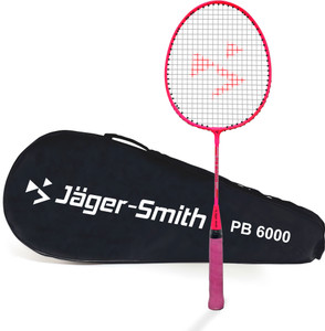 Jager-Smith PB6000 Aluminium Badminton Racquet with Tempered Steel Shaft for Kids age 6-11 Pink Strung Badminton Racquet