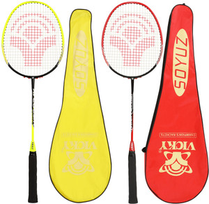 VICKY SOYUZ BADMINTON RACKET PACK OF 2 MULTI Multicolor Strung