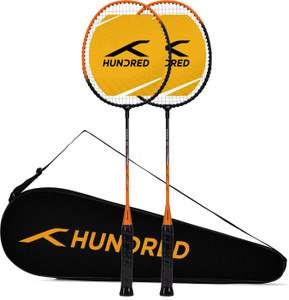 Hundred POWERTEK 100 (2PCS IN 1) Black, Orange Strung Badminton Racquet
