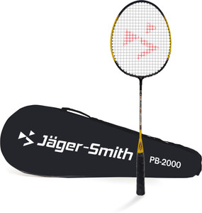 Jager-Smith PB 2000 Aluminium Badminton Racquet with Tempered Steel Shaft and Full Cover Yellow, Black Strung Badminton Racquet